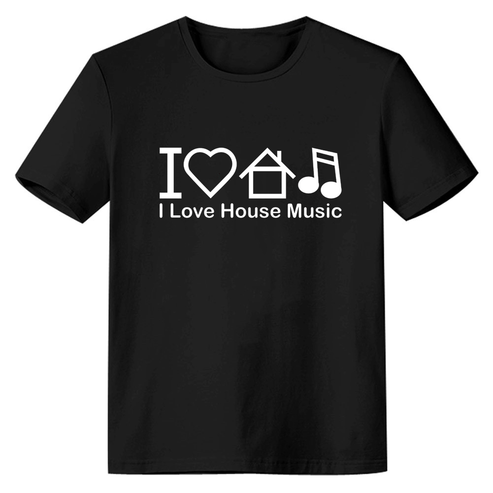 Adult Unisex Music Festival I LOVE HOUSE MUSIC Black T-shirt Costume