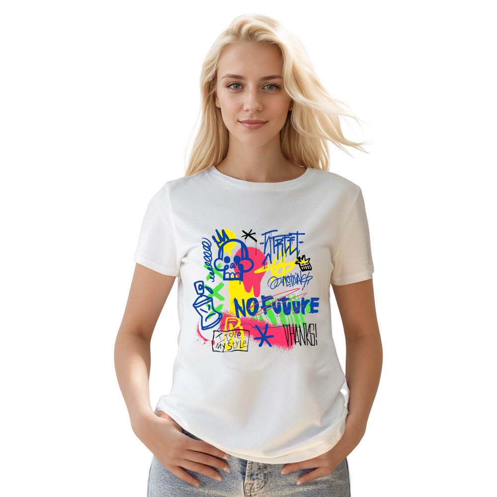 Adult Unisex Music Note Design Colorful Music Lover White T-shirt
