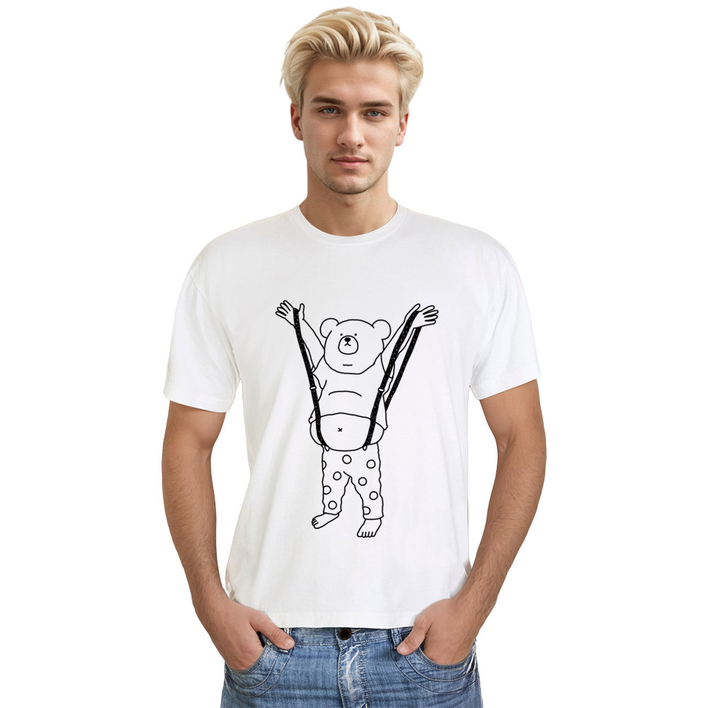 Adult Unisex Super Bear Animals Lover White T-shirt
