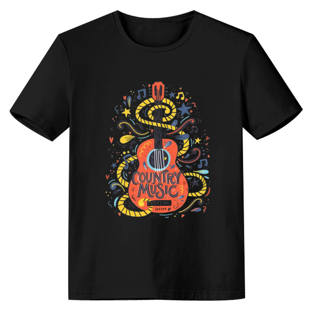 Adult Unisex Music Note Guitar Gifts Music Lover Black T-shirt