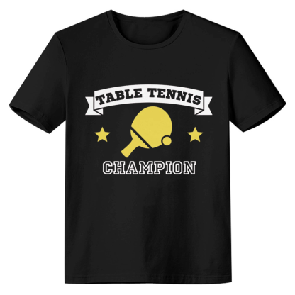 Adult Unisex Table Tennis Champion Ping Pong Sport Lover Black T-shirt Costume
