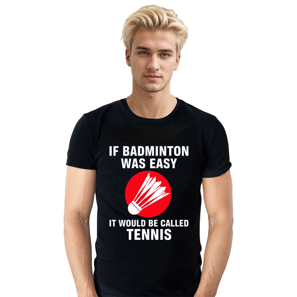 Adult Unisex Funny Badminton Black Sport T-shirt Costume