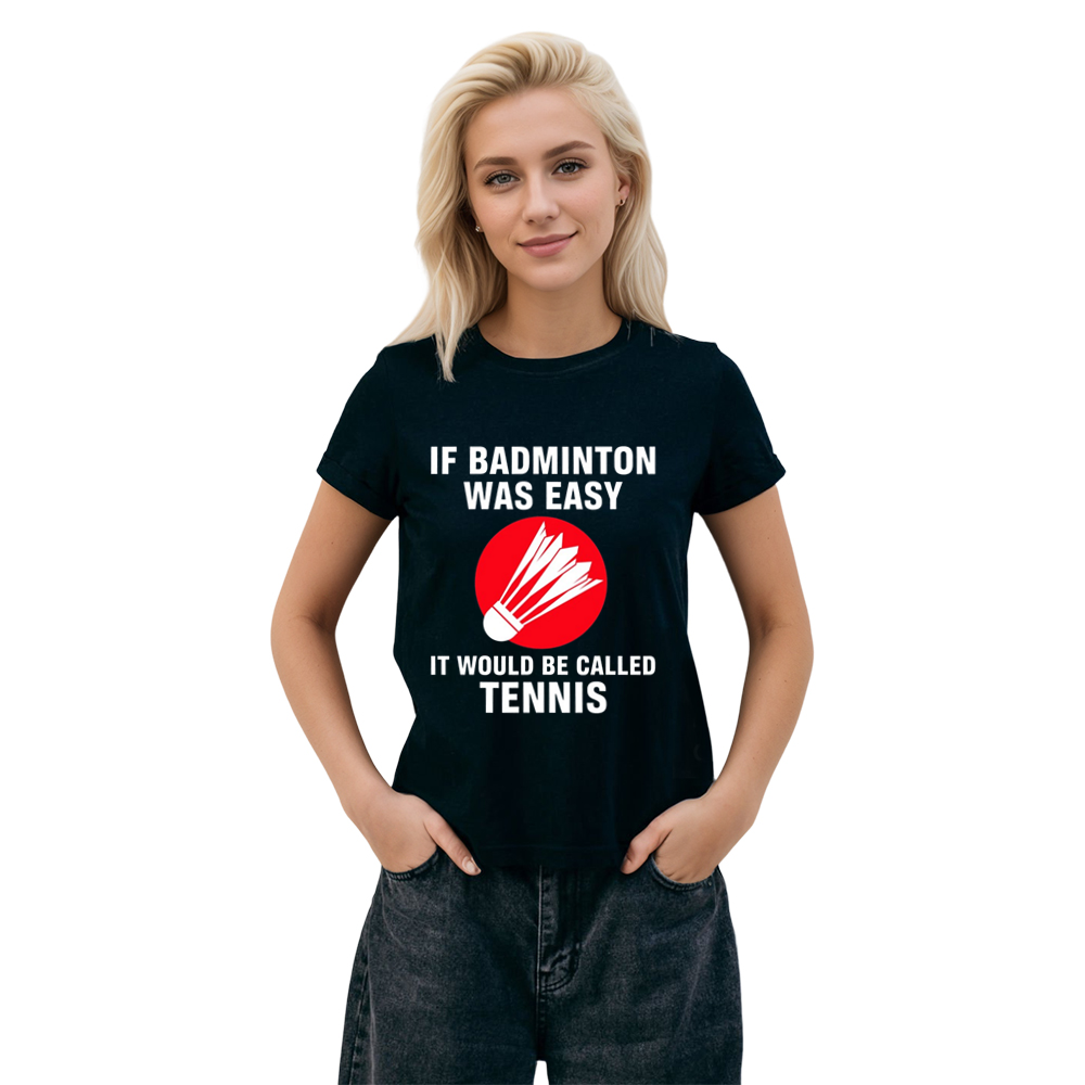Adult Unisex Funny Badminton Black Sport T-shirt Costume