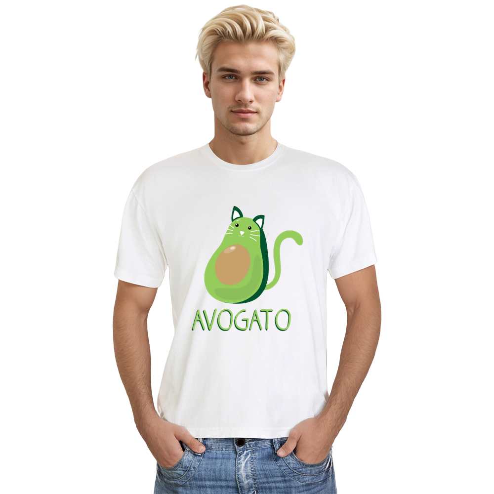Adult Unisex Avogato Avocado Cute Cat Pet Lover White T-shirt