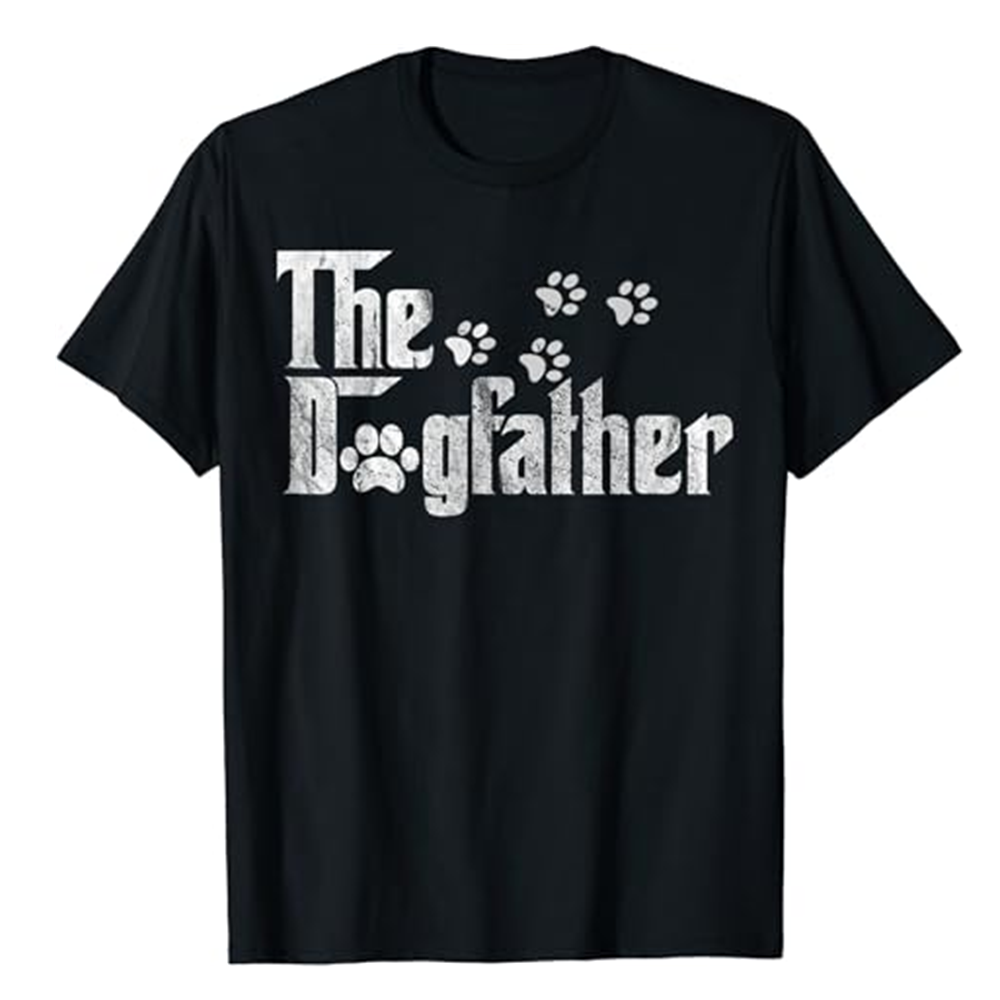The Dogfather Dog Lover Funny Dog Dad Pet Father's Day Black Short Sleeve T-shirt Costume