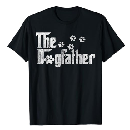 The Dogfather Dog Lover Funny Dog Dad Pet Father's Day Black Short Sleeve T-shirt Costume