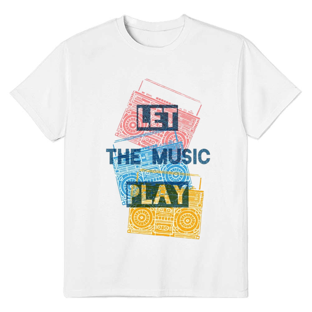 Adult Unisex Let The Music Play Musical Lover White T-shirt