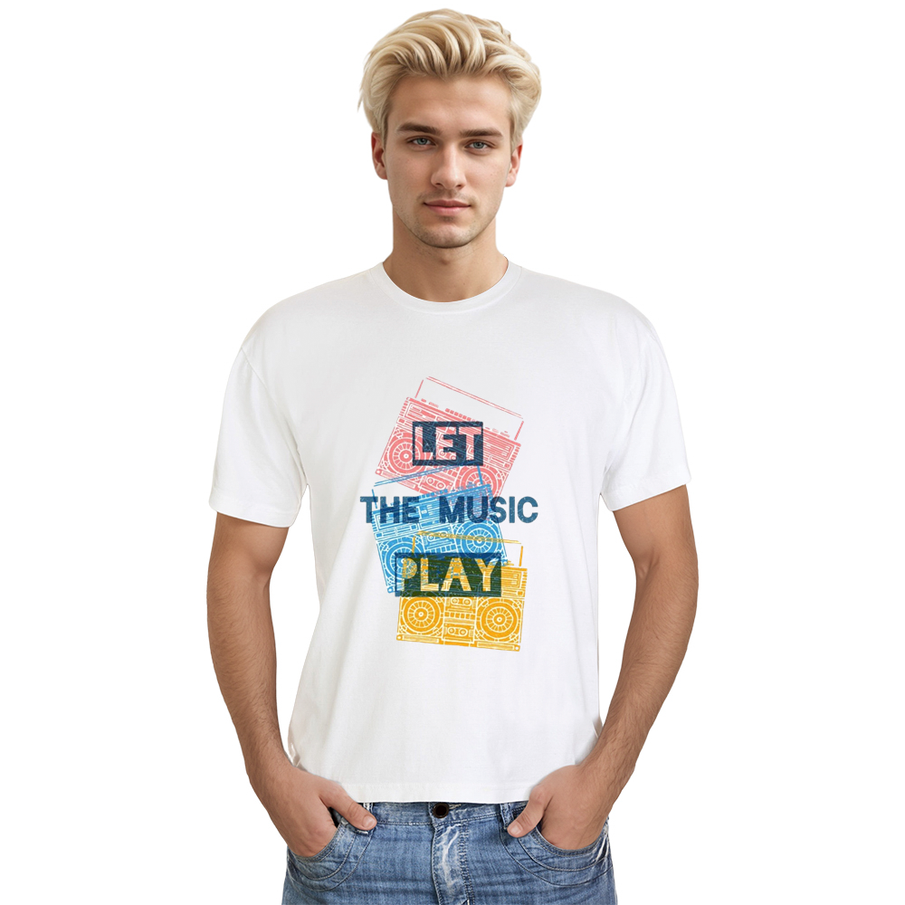 Adult Unisex Let The Music Play Musical Lover White T-shirt