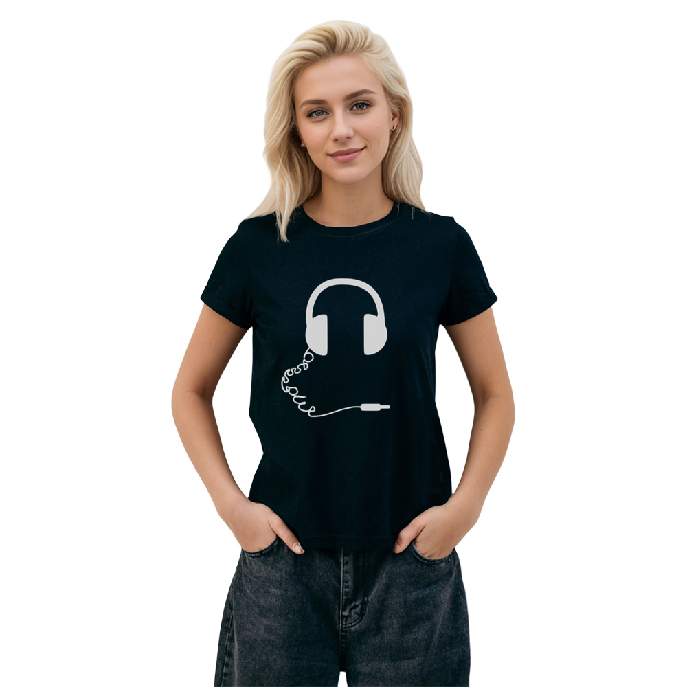 Adult Unisex Earphones DJ Music Festival Black T-shirt Costume