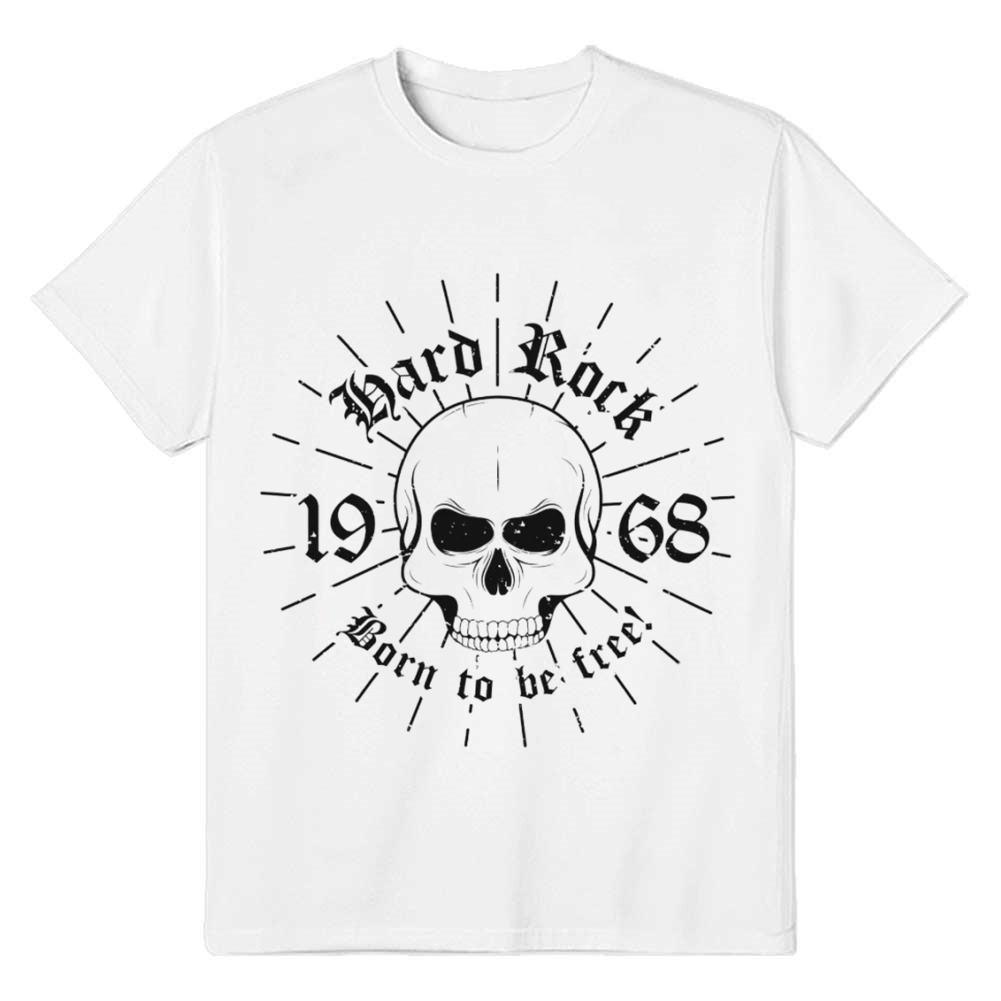 Adult Unisex Skeleton Rock 1968 Retro Music Lover White T-shirt