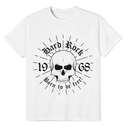 Adult Unisex Skeleton Rock 1968 Retro Music Lover White T-shirt
