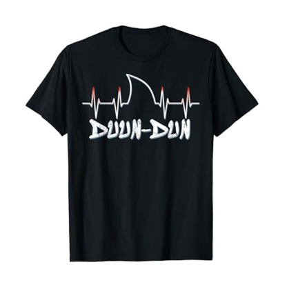 Adult Shark Heartbeat Duun-Dun Black Short Sleeve T-shirt Outfits Top Costume
