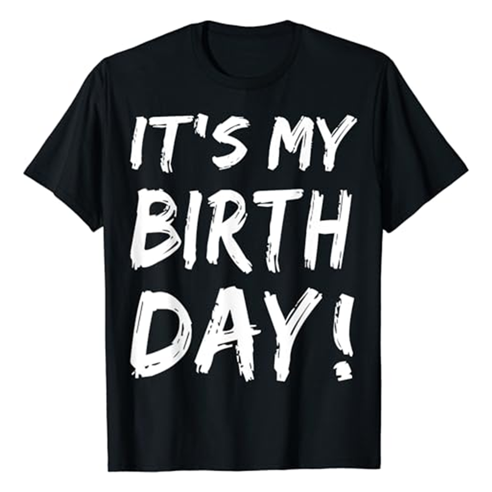 Adult It's My Birthday Letter Birthday Party Black Short Sleeve T-shirt Outfits Top Costume