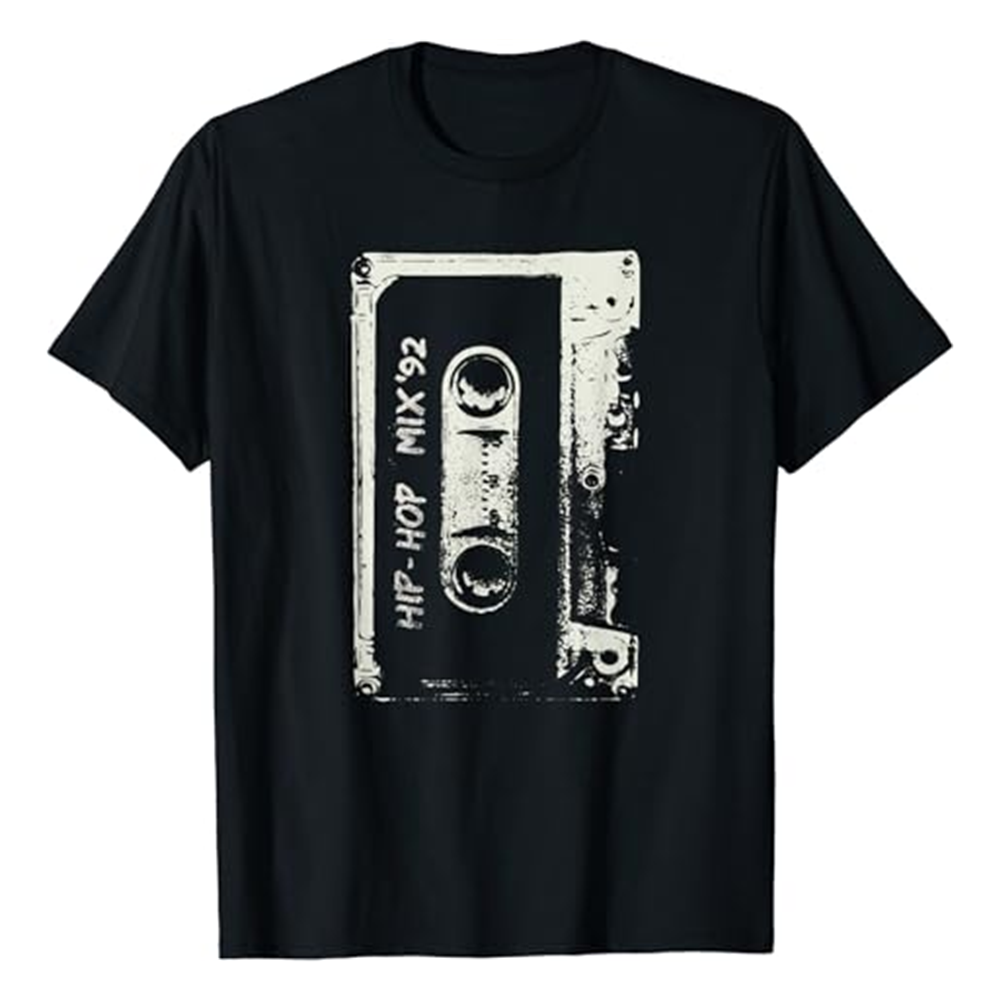 Adult Unisex Hip Hop Rap DJ Retro 90s Music Festival Black T-shirt Costume