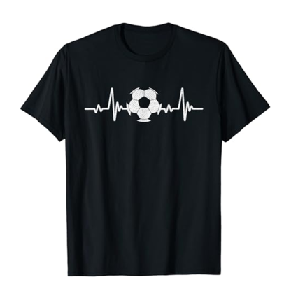 Adult Unisex Vintage Retro Football Heartbeat Football Lover Black T-shirt Costume