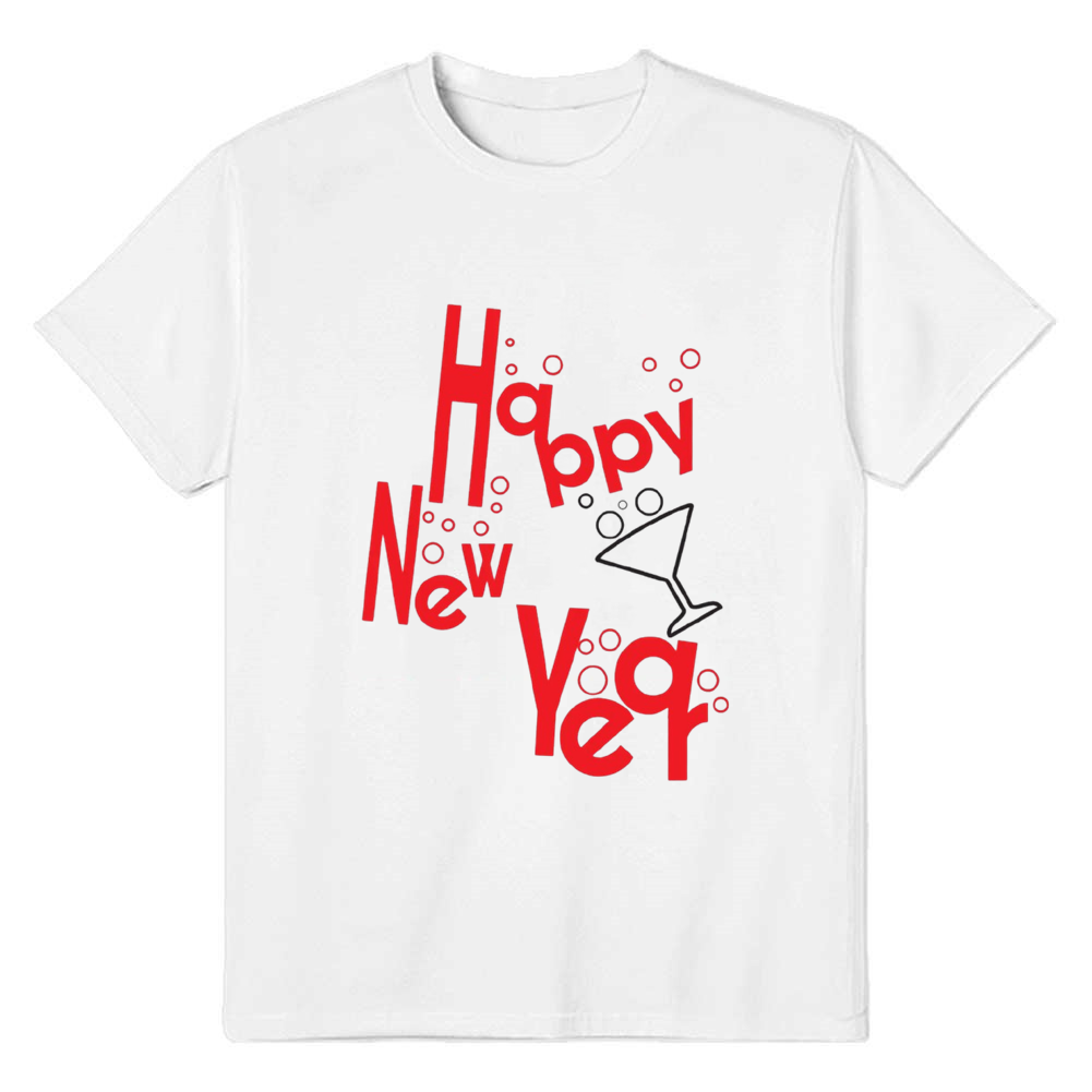 Adult Unisex Happy New Year 2025 White T-shirt
