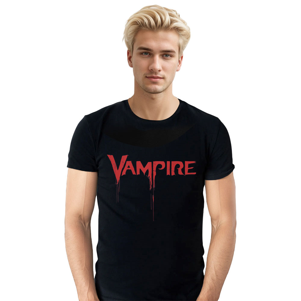 Adult Unisex Vampire Blood Halloween Black T-shirt Costume