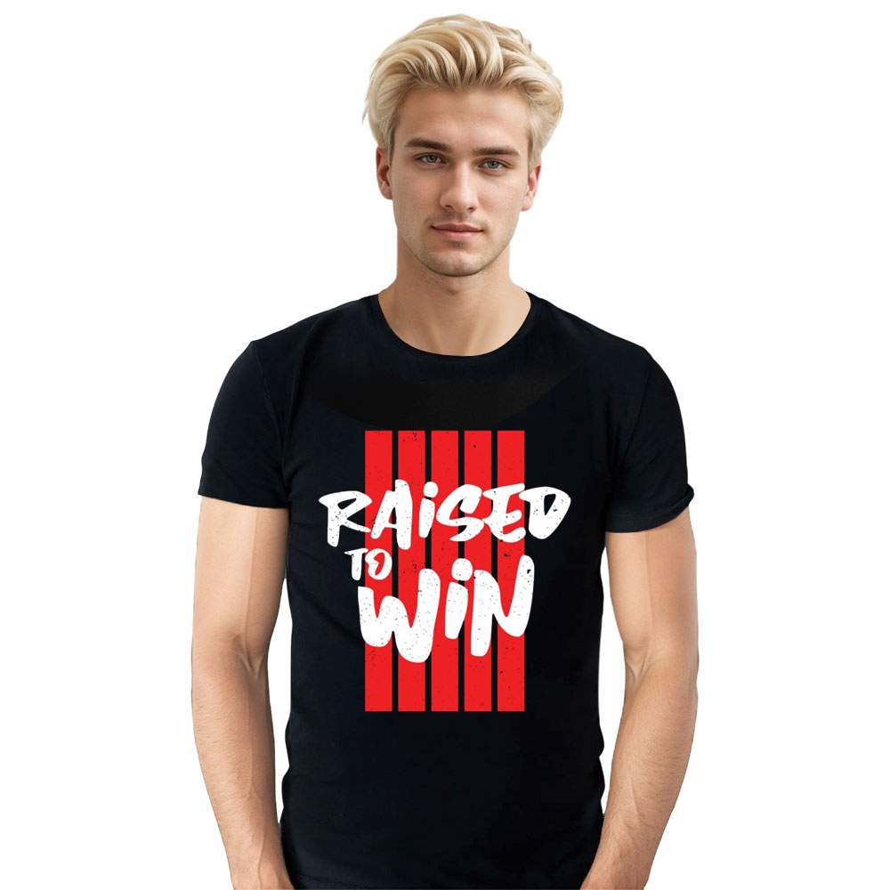 Adult Unisex Raised To Win Black Letter T-shirt