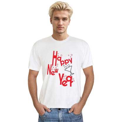 Adult Unisex Happy New Year 2025 White T-shirt