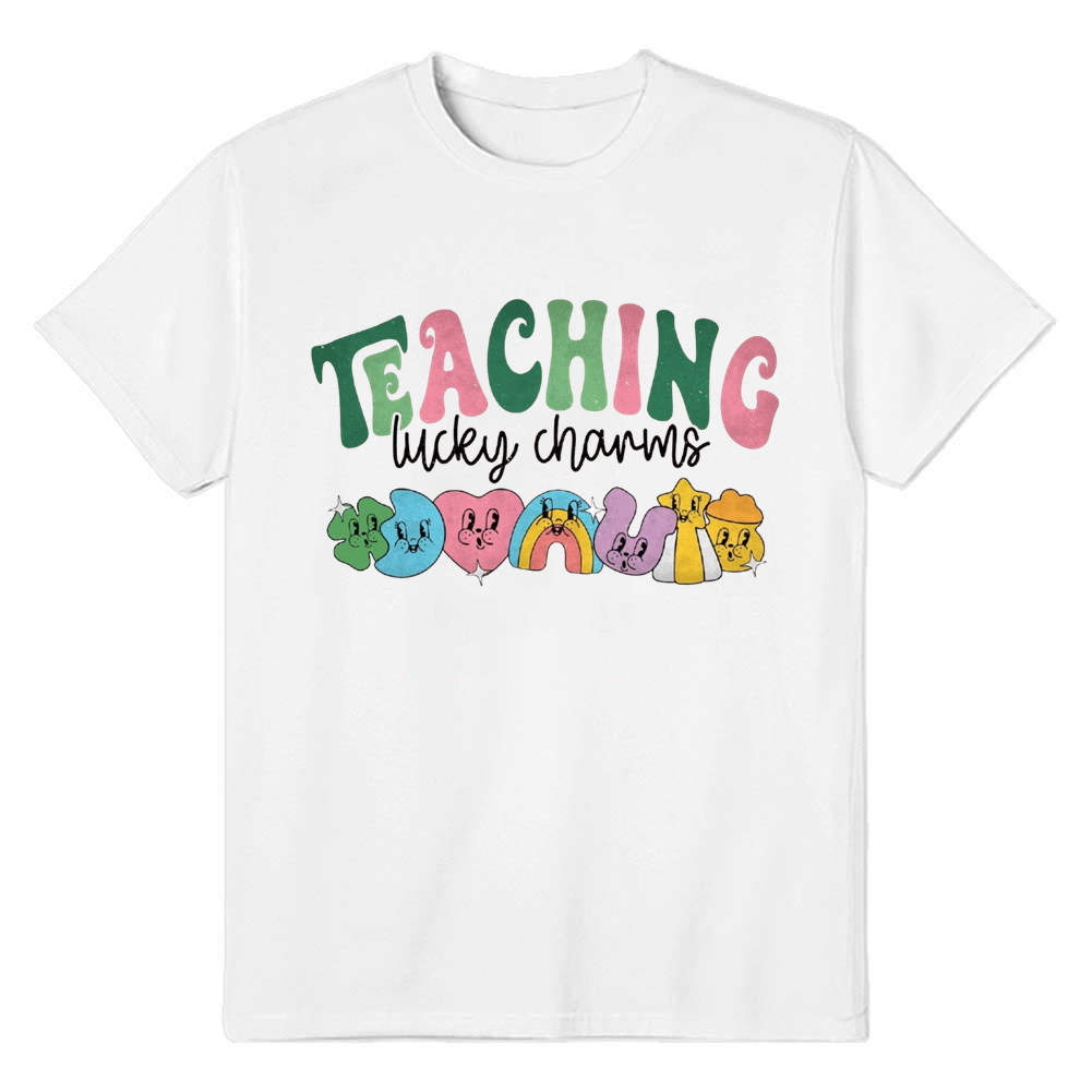 Teaching Lucky Charms Adult Unisex St. Patrick's Day White T-shirt