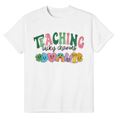 Teaching Lucky Charms Adult Unisex St. Patrick's Day White T-shirt