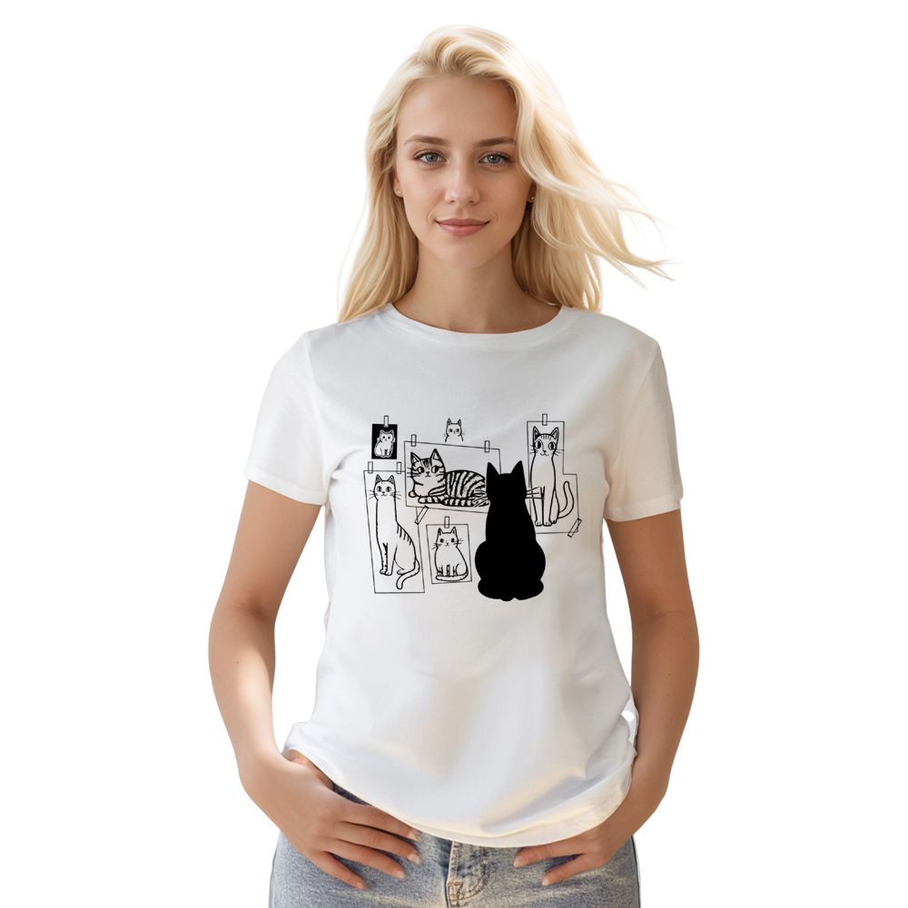 Cat Gallery This is Art and This is Artist Cat Adult Unisex White T-shirt