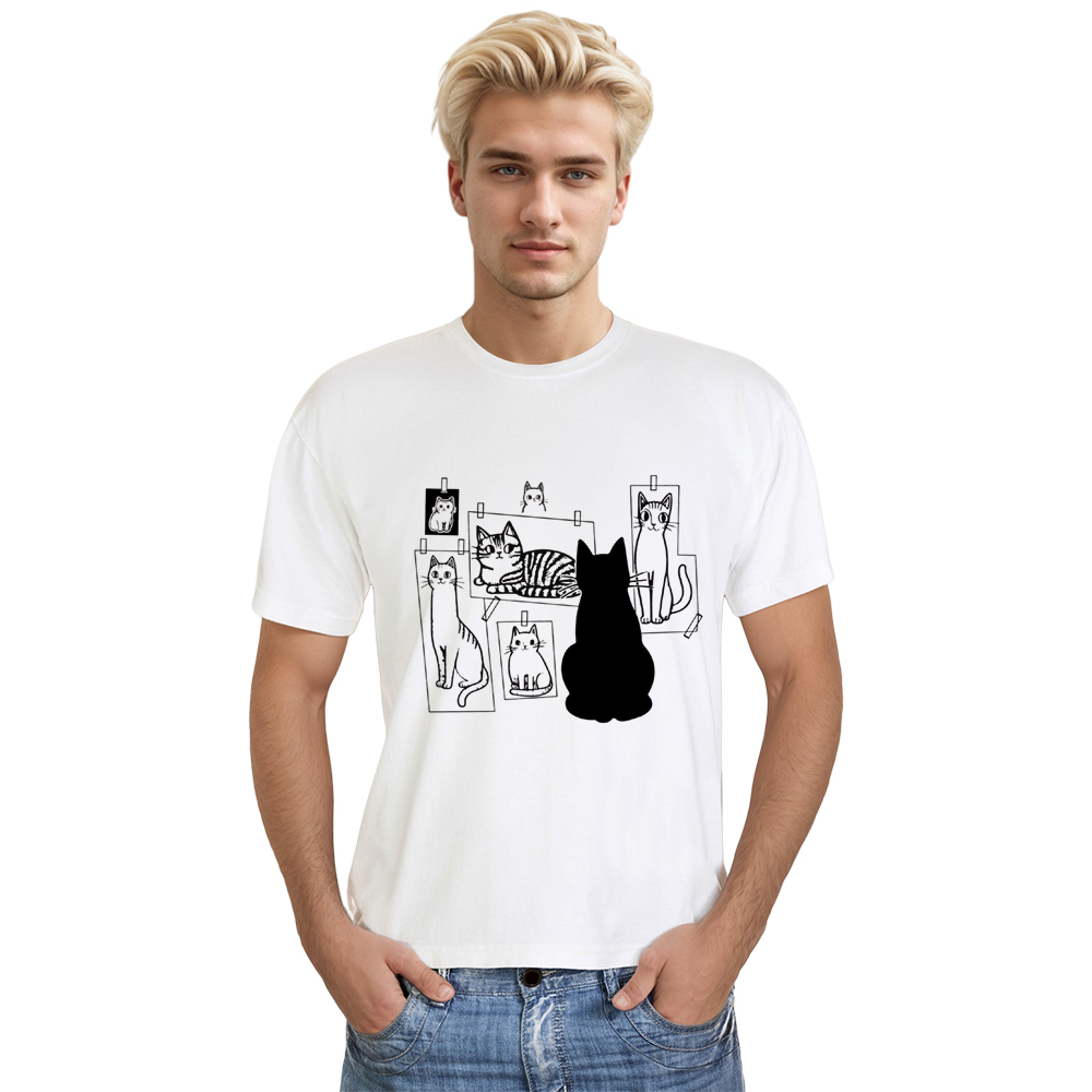 Cat Gallery This is Art and This is Artist Cat Adult Unisex White T-shirt