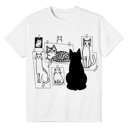 Cat Gallery This is Art and This is Artist Cat Adult Unisex White T-shirt