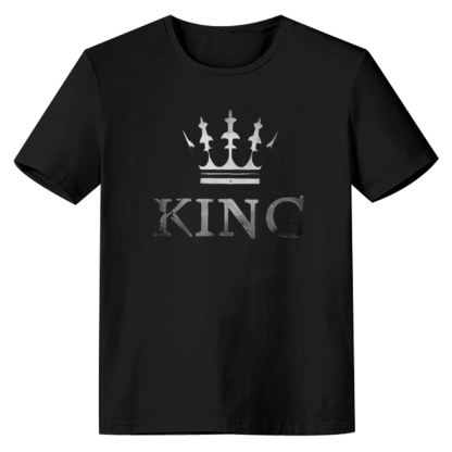 Adult Unisex Letter King Black Short Sleeve T-shirt Outfits Top Costume