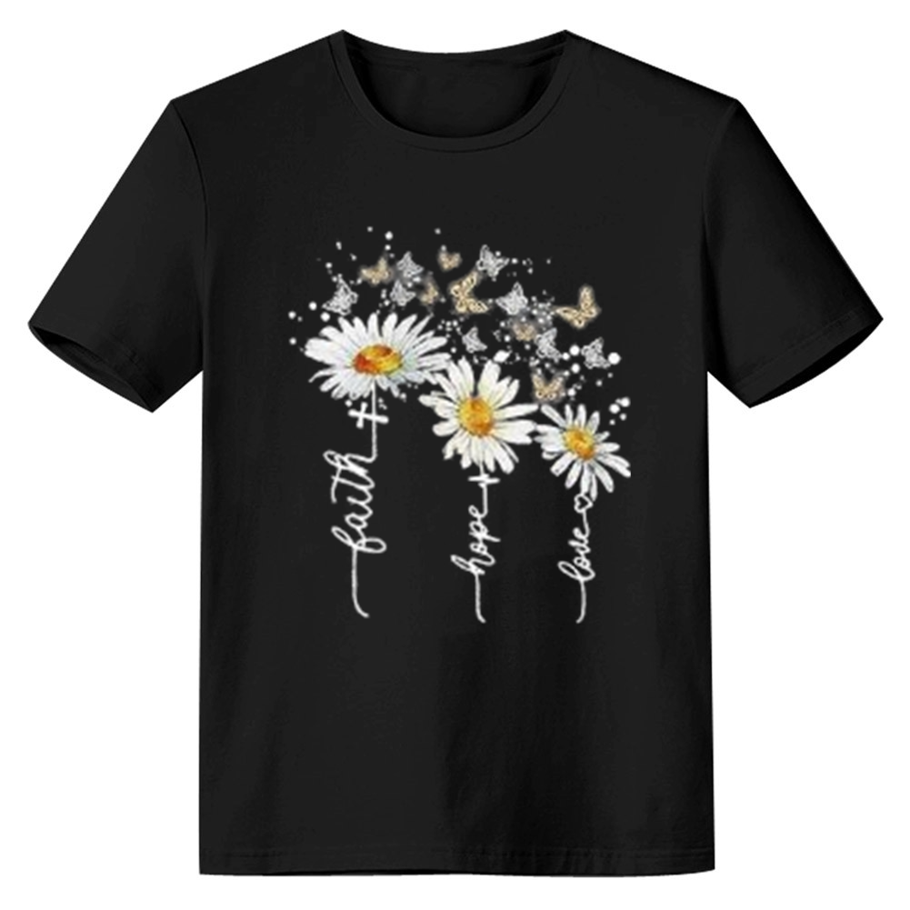 Adult Unisex Summer White Flower Nature Lover Black T-shirt Costume