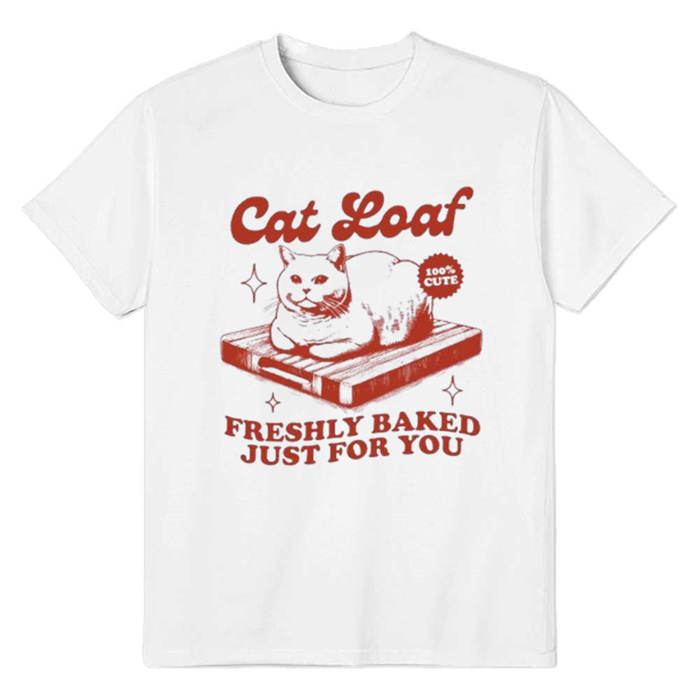 Adult Unisex Cat Loaf  White Pet Lover T-shirt Costume