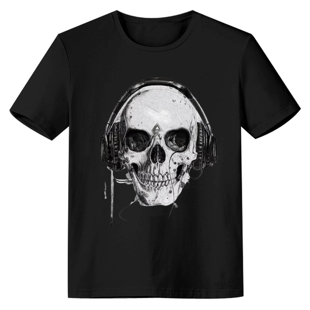 Adult Unisex Skull Music Festival Black T-shirt Costume