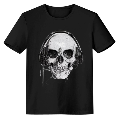 Adult Unisex Skull Music Festival Black T-shirt Costume