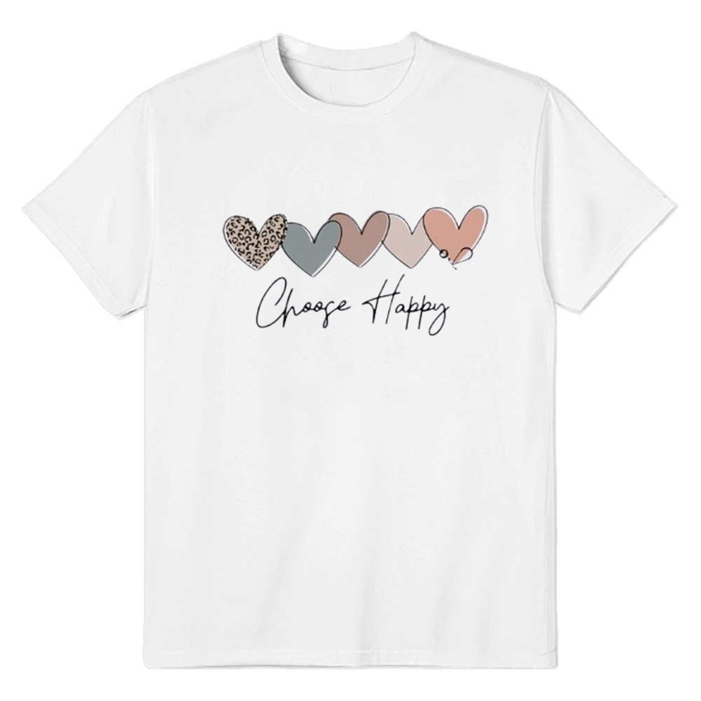 Adult Women Heart Letter Graphic Tee White T-shirt Costume