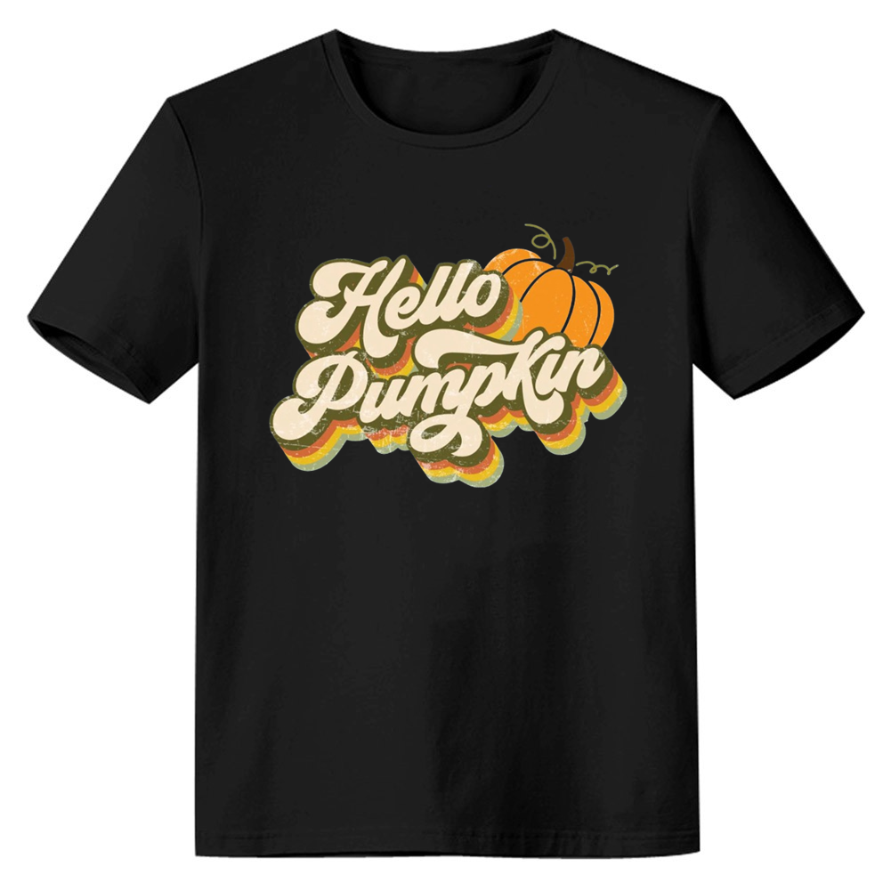 Adult Unisex Halloween Hello Pumpkin Black T-shirt Costume