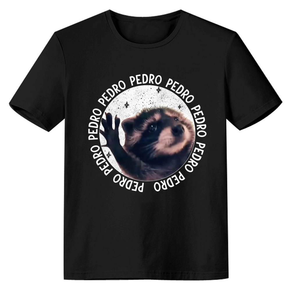Adult Unisex Internet Raccoon Meme Tee Trending Black T-shirt Costume