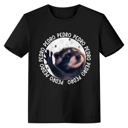 Adult Unisex Internet Raccoon Meme Tee Trending Black T-shirt Costume