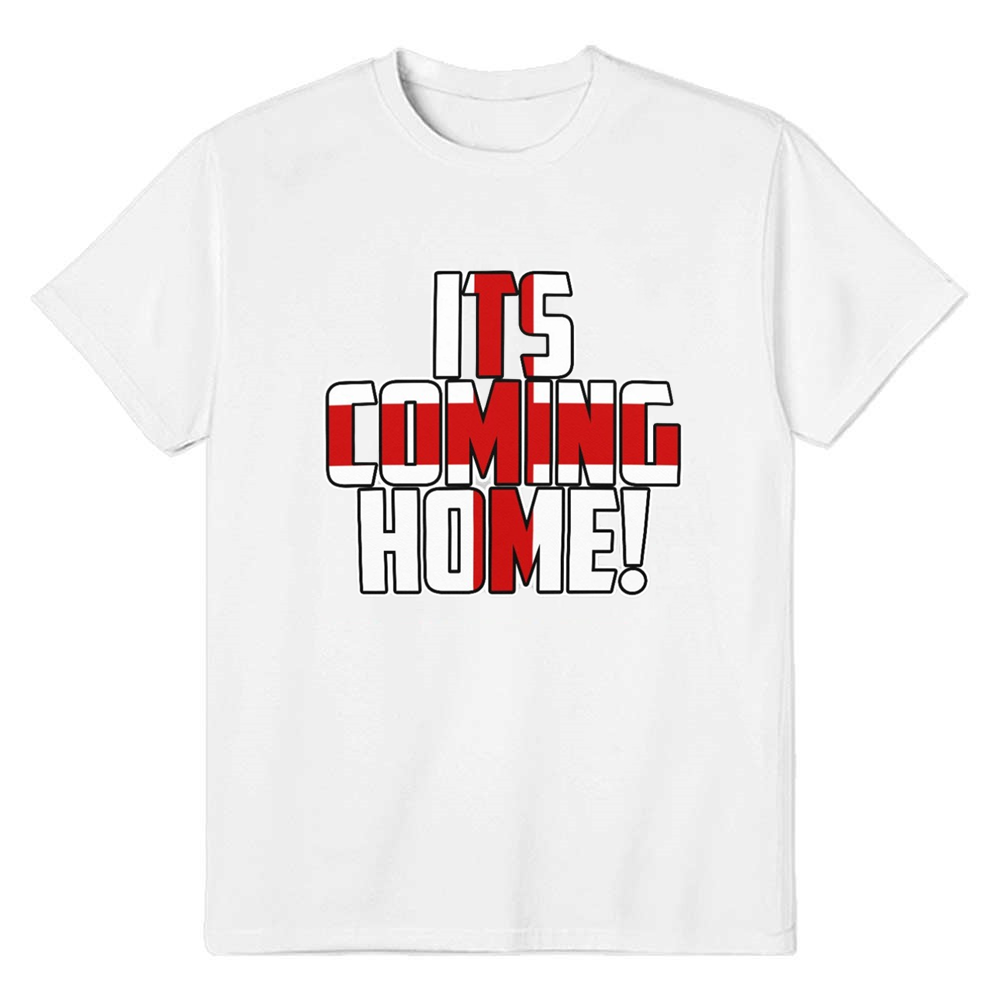 Adult Unisex Football England Its Coming Home White Soccer T-shirt Costume