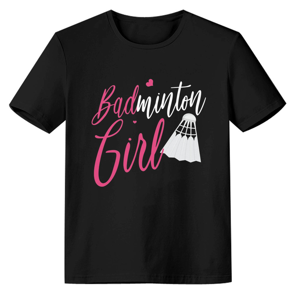 Adult Unisex Badminton Girl Black Sport T-shirt Costume