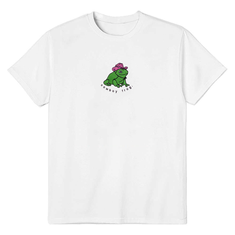 Adult Unisex Cowboy Frog Animals Lover White T-shirt Costume