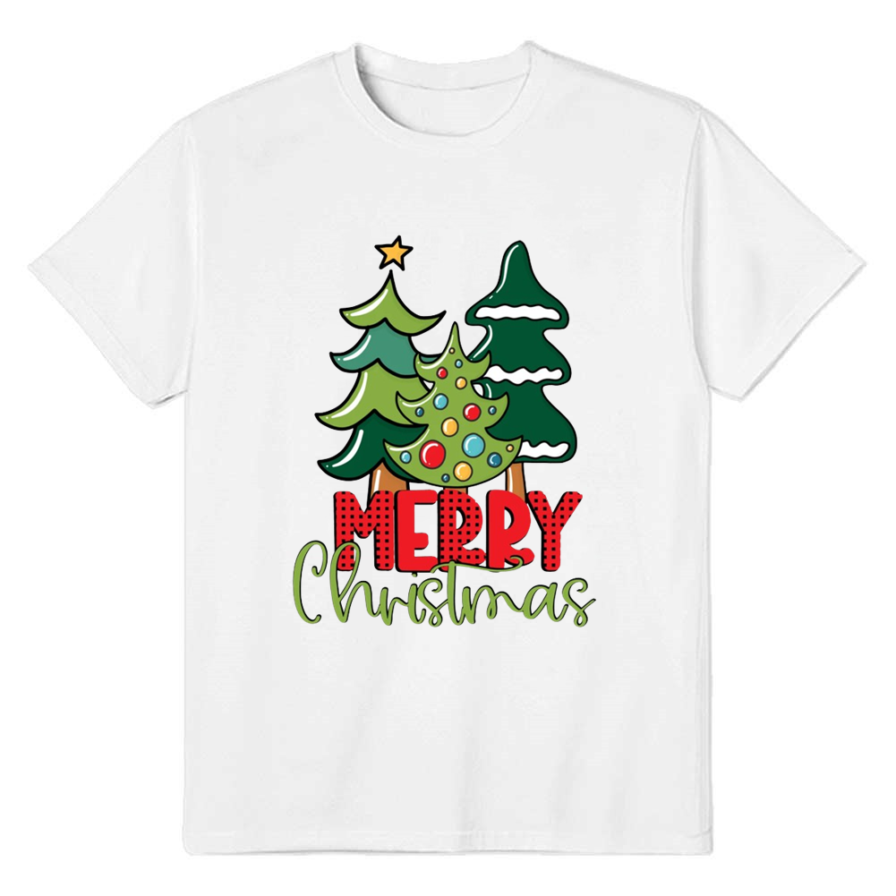 Adult Unisex Xams Tree Festival Merry Christmas White T-shirt Costume