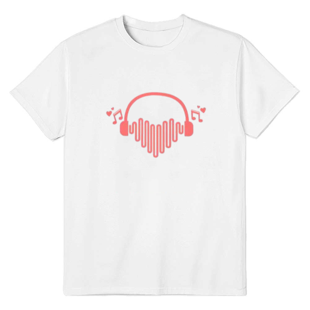 Adult Unisex Love Music Headphones Music Festival White T-shirt Costume