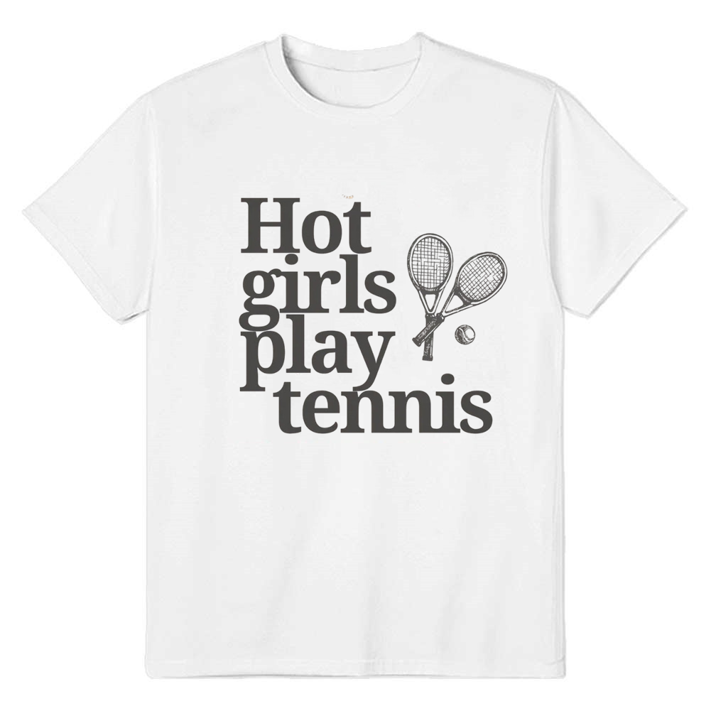 Adult Unisex Hot Girls Play Tennis Sport Lover White T-shirt Costume