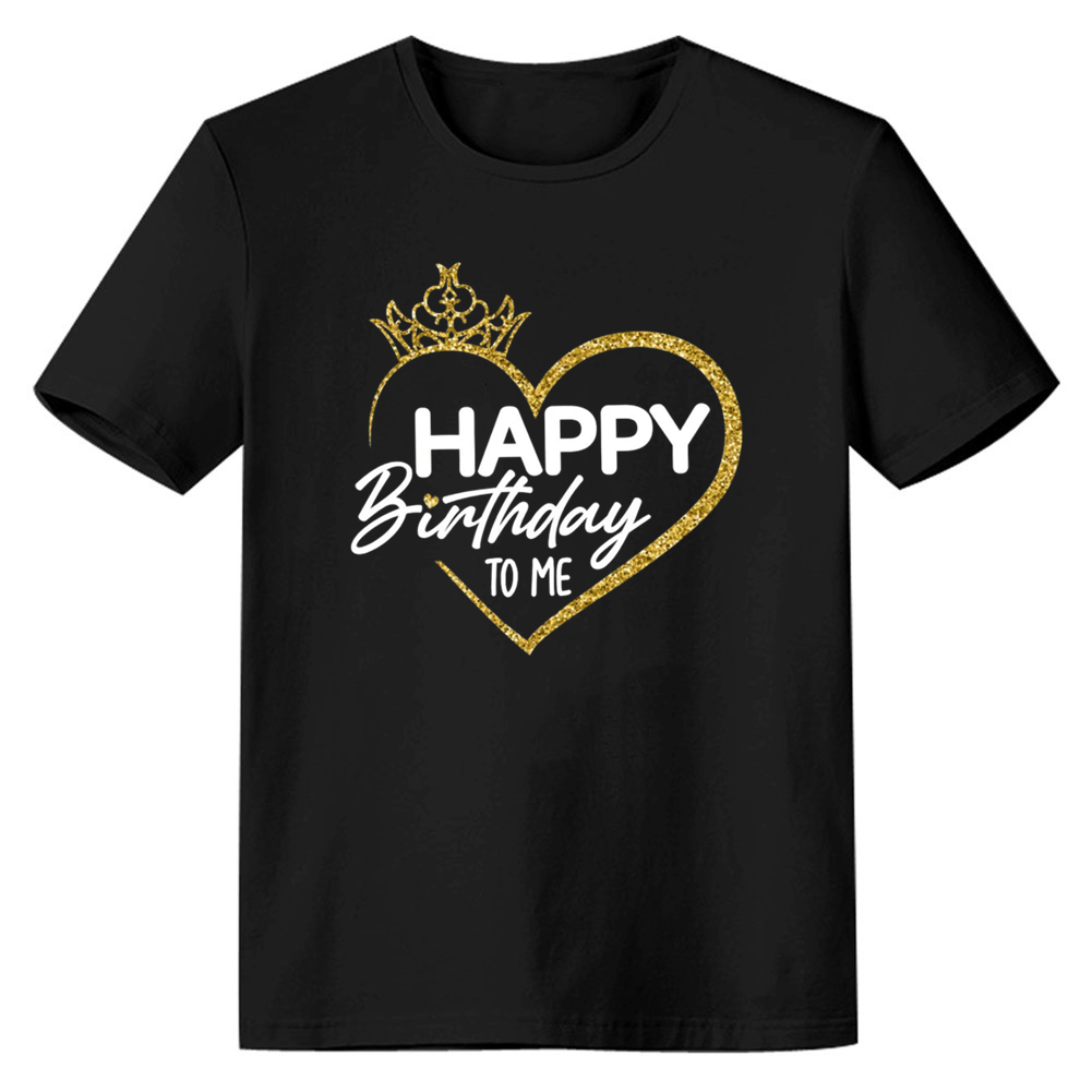 Adult Woman Happy Birthday To Me Birthday Party Black Short Sleeve T-shirt 