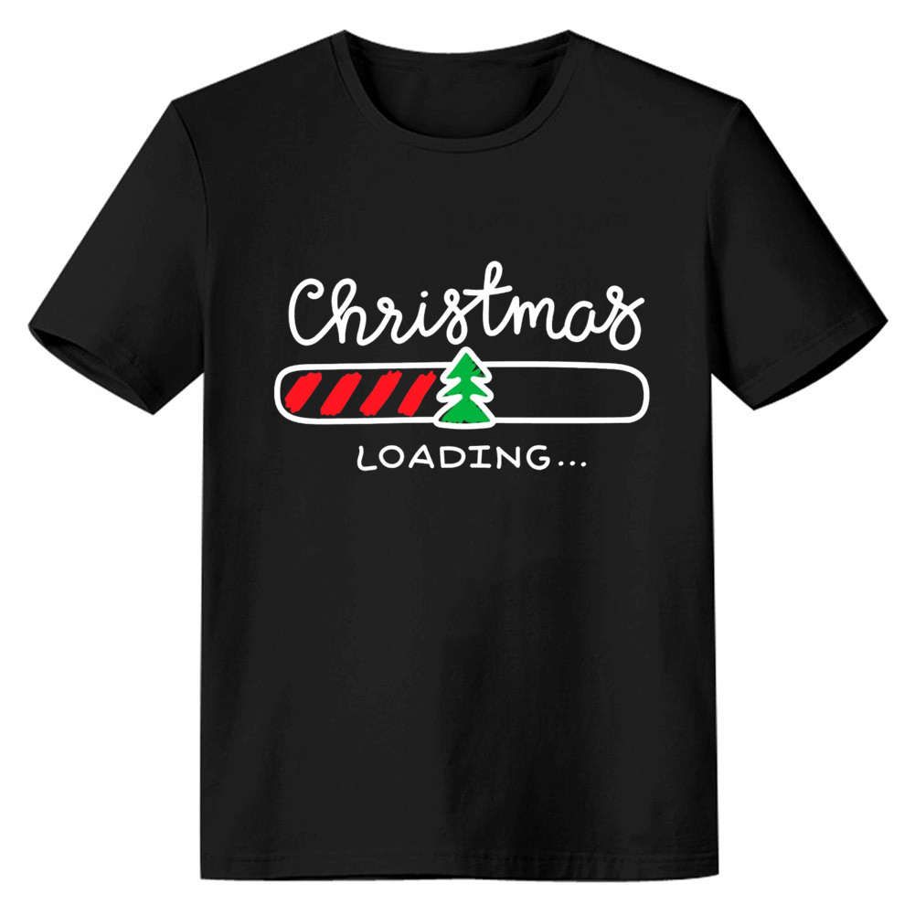 Adult Unisex Xmas Christmas Loading Festival Black T-shirt Costume