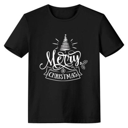 Adult Unisex Xmas Christmas Tree Festival Black T-shirt