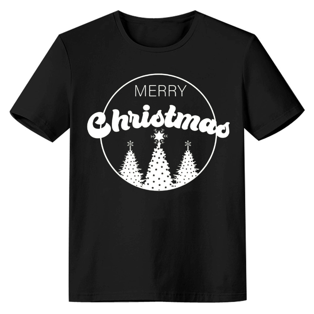 Adult Unisex Merry Christmas Xmas Lights Black Festival T-shirt