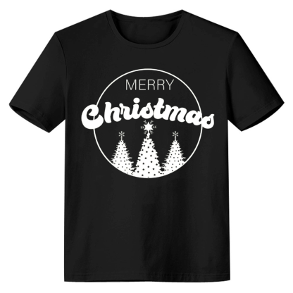 Adult Unisex Merry Christmas Xmas Lights Black Festival T-shirt