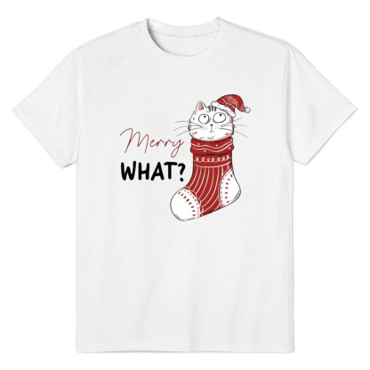 Adult Unisex Cute Merry What Christmas Xmas White Festival T-shirt