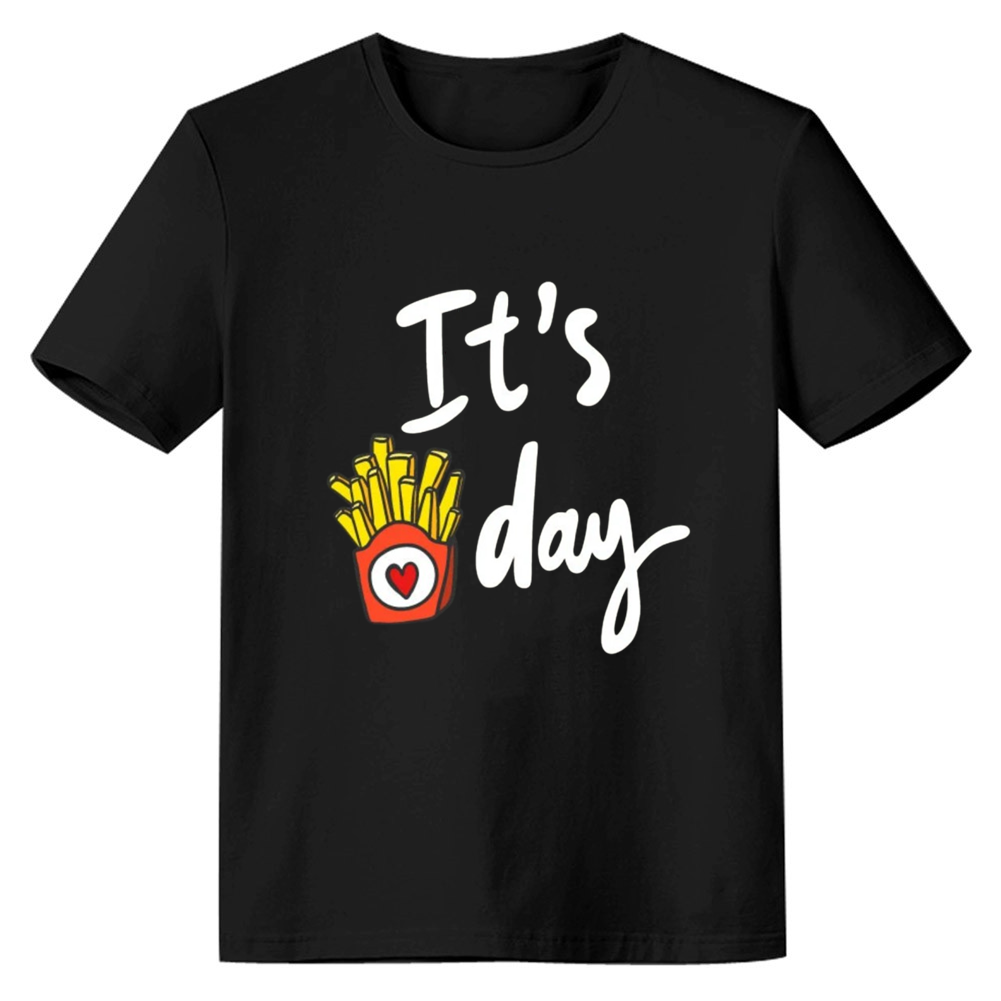 Adult Unisex It's Fry Day French Fries Food Lover Black T-shirt